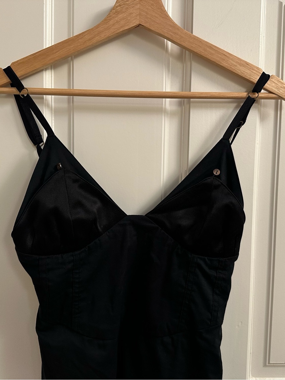 Black Sheer Panel Slip Dress - Classic Women's Evening Dress - Picture 2 of 3